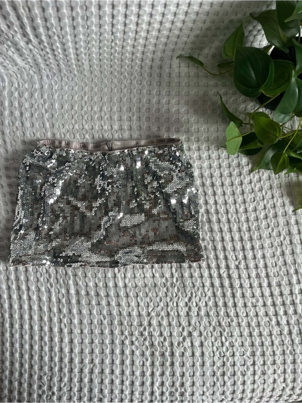 Silver Sequin mini skirt